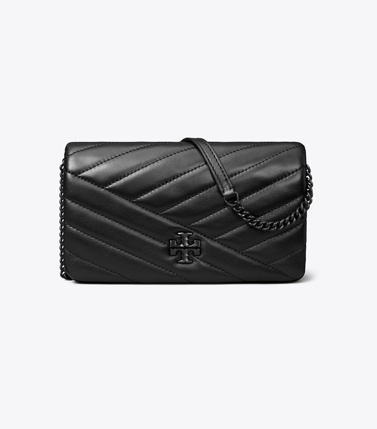 Tory Burch designer mini bags Kira Chevron Powder Coated Crossbody in Black front