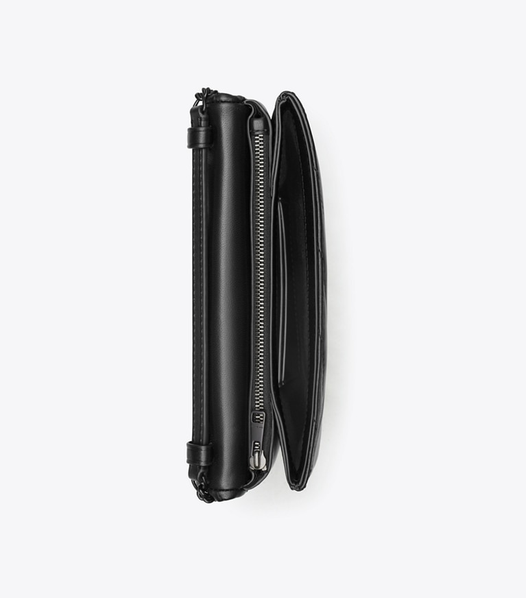 Tory Burch designer mini bags Kira Chevron Powder Coated Crossbody in Black angle