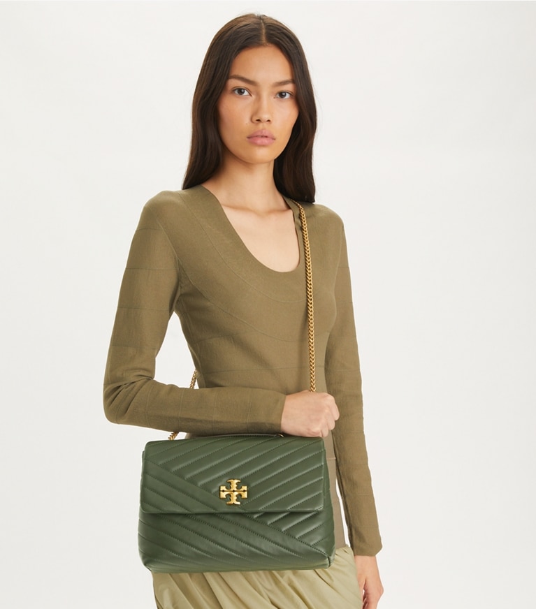 Tory Burch designer shoulder bags Kira Chevron Shoulder Bag in SYCAMORE angle