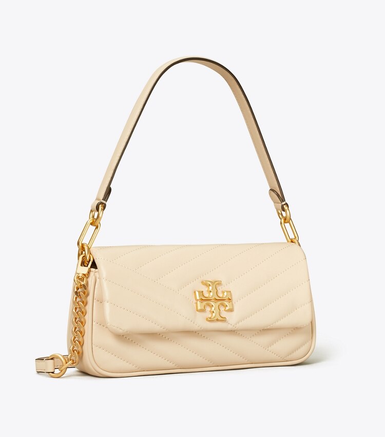 Tory Burch designer shoulder bags Kira Chevron Small Flap Shoulder Bag in New Cream angle