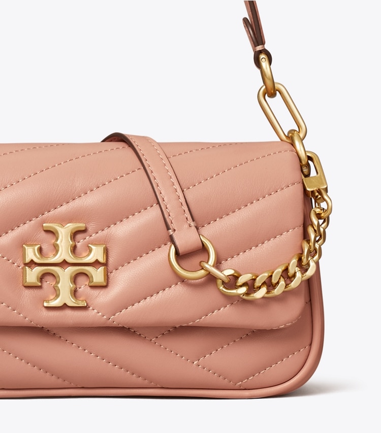 Tory Burch designer shoulder bags Kira Chevron Small Flap Shoulder Bag in MEADOW SWEET / Rolled Gold detail