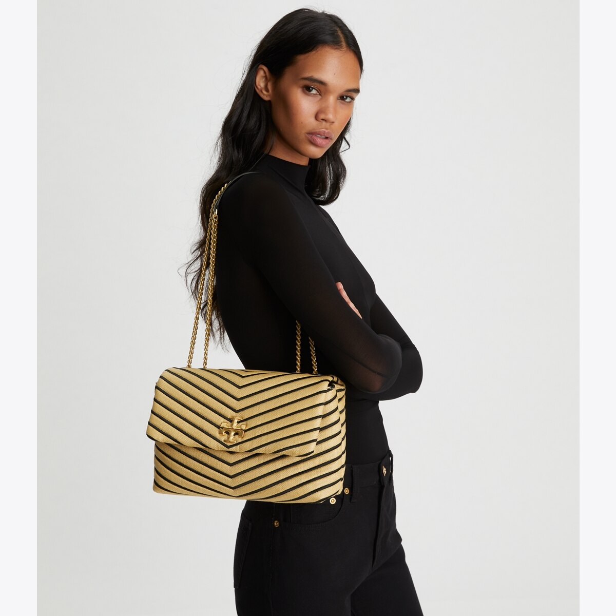Kira Chevron Soft Convertible Shoulder Bag: Women's Designer
