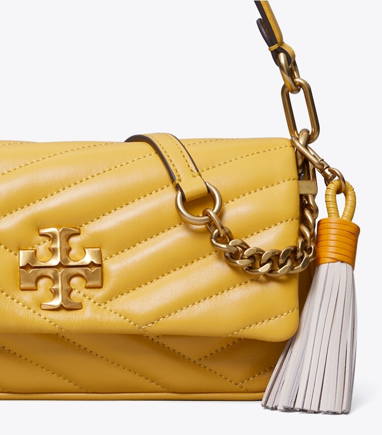 Tory Burch designer shoulder bags Kira Chevron Tassel Small Flap Shoulder Bag in Golden Sunset detail