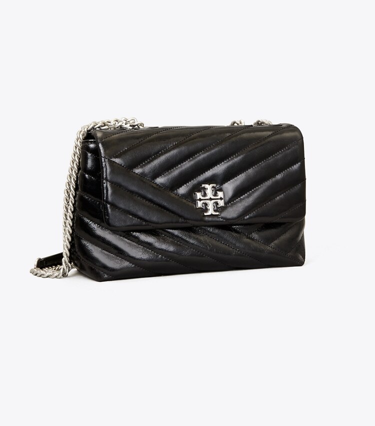 Tory Burch designer shoulder bags Kira Chevron Textured Small Convertible Shoulder Bag in Black angle