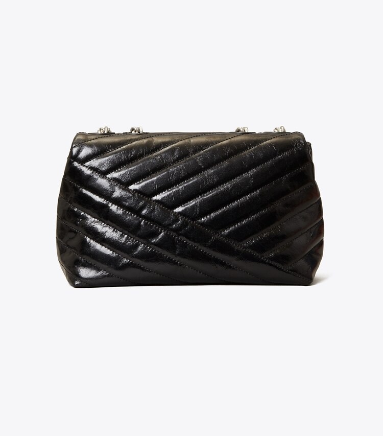 Tory Burch designer shoulder bags Kira Chevron Textured Small Convertible Shoulder Bag in Black back