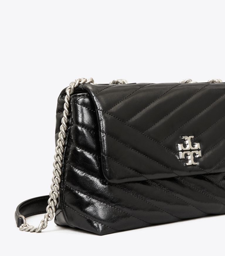 Tory Burch designer shoulder bags Kira Chevron Textured Small Convertible Shoulder Bag in Black angle