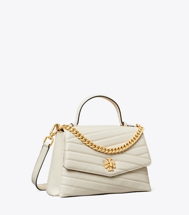 Tory Burch designer satchels Kira Chevron Top-Handle Satchel in New Cream angle