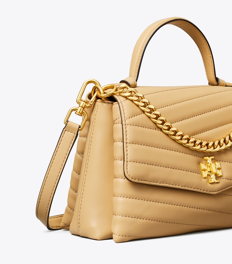 Tory Burch designer satchels Kira Chevron Top-Handle Satchel in Desert Dune detail