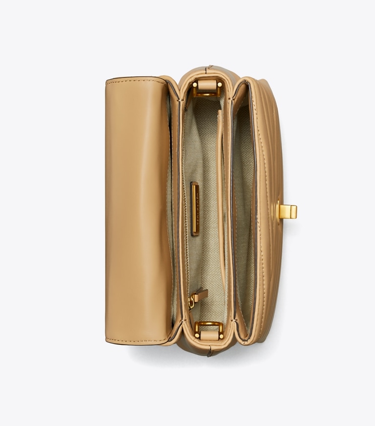 Tory Burch designer satchels Kira Chevron Top-Handle Satchel in Desert Dune overhead