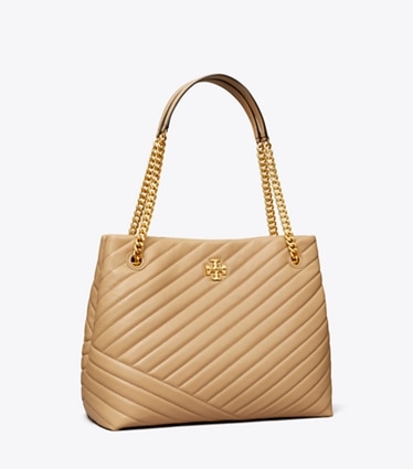Tory Burch designer tote bags Kira Chevron Tote in Desert Dune angle