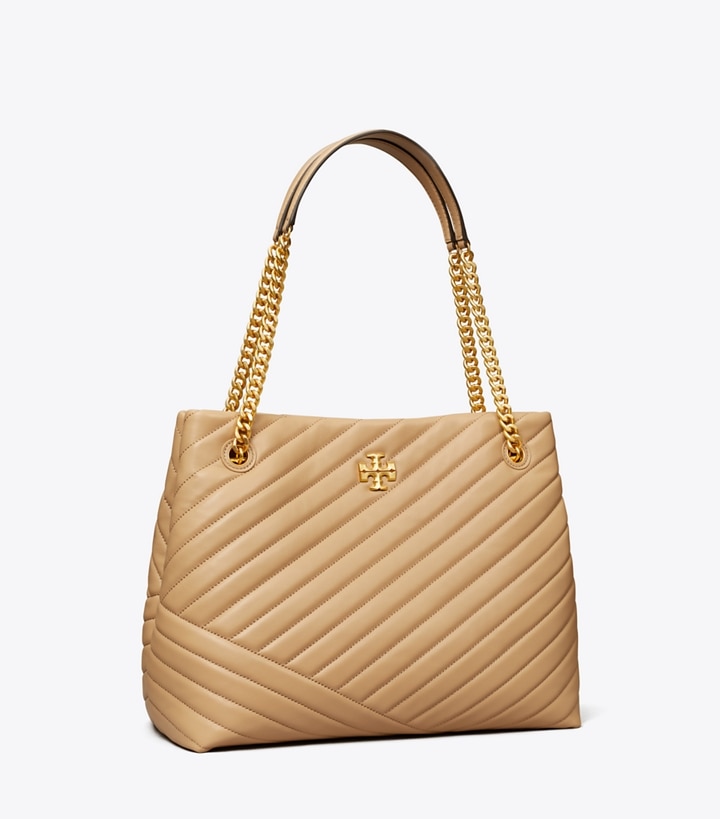 Tory Burch designer tote bags Kira Chevron Tote in Desert Dune angle