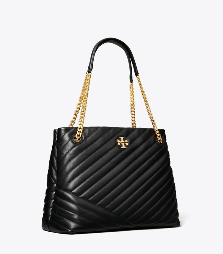 Tory Burch designer tote bags Kira Chevron Tote in Black angle