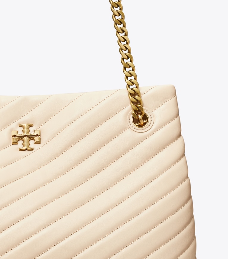 Tory Burch designer tote bags Kira Chevron Tote in New Cream angle