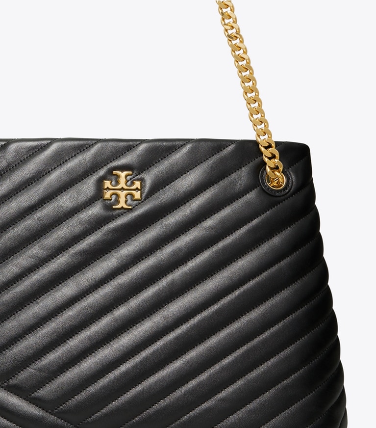 Tory Burch designer tote bags Kira Chevron Tote in Black angle