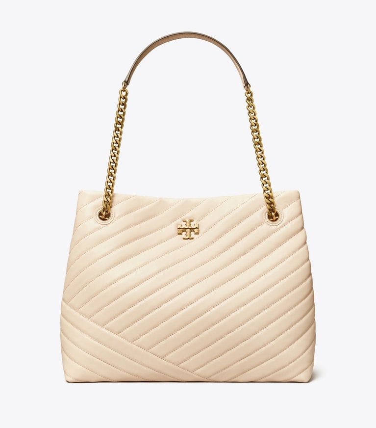 Tory Burch designer tote bags Kira Chevron Tote in New Cream angle