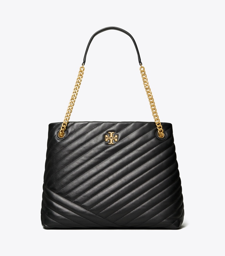 Tory Burch designer tote bags Kira Chevron Tote in Black angle