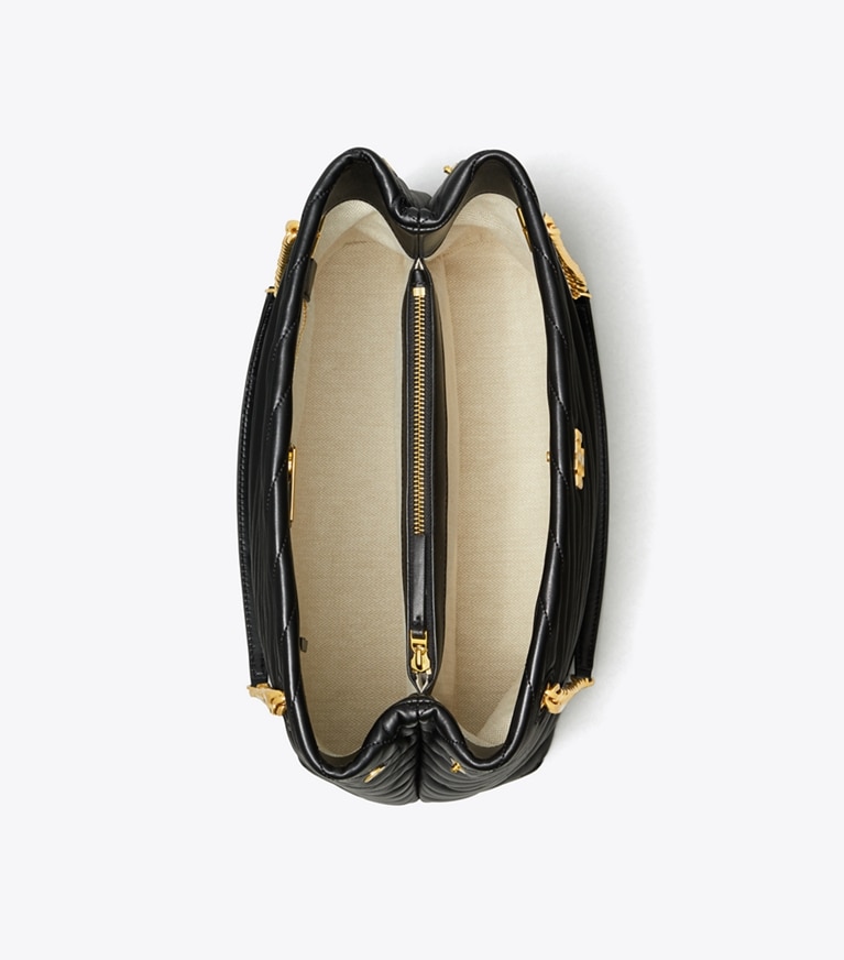 Tory Burch designer tote bags Kira Chevron Tote in Black angle