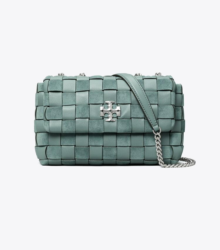 Tory Burch designer shoulder bags Kira Chevron Woven Small Convertible Shoulder Bag in Arctic front