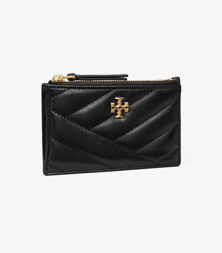 Tory Burch designer card cases Kira Chevron Zip Card Case in Black angle