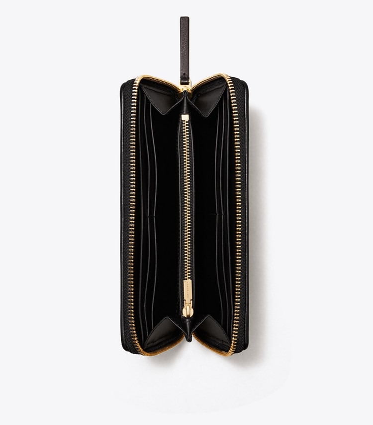 Tory Burch designer wallets Kira Chevron Zip Continental Wallet in Black overhead