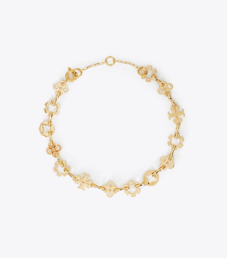 Tory Burch designer armbänder Kira Clover Armband mit mehreren Motiven in Tory Gold front