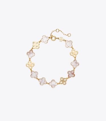 Tory Burch designer ブレスレット キラ クローバー ブレスレット in Tory Gold / Pink front