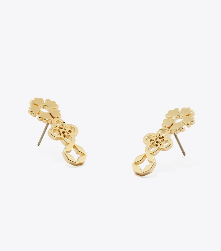 Tory Burch designer earrings Kira Clover Cluster Earring in Tory Gold front