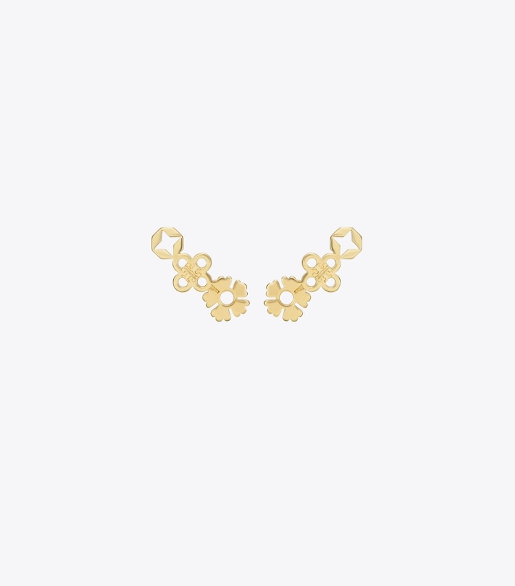 Tory Burch designer earrings Kira Clover Cluster Earring in Tory Gold front