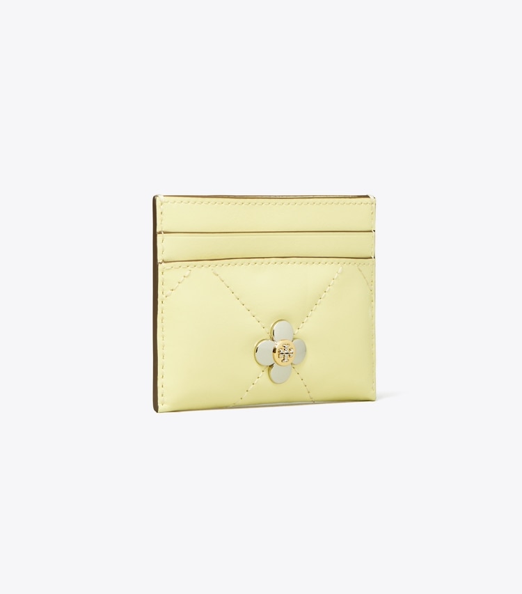 Tory Burch designer card cases Kira Clover Diamond Quilt Card Case in Frozen Zest angle