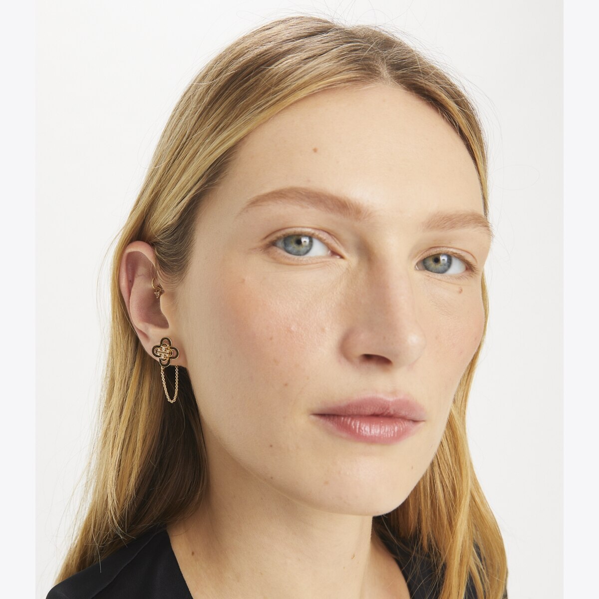 Kira Clover Front-Back Stud Earring: Women's Designer