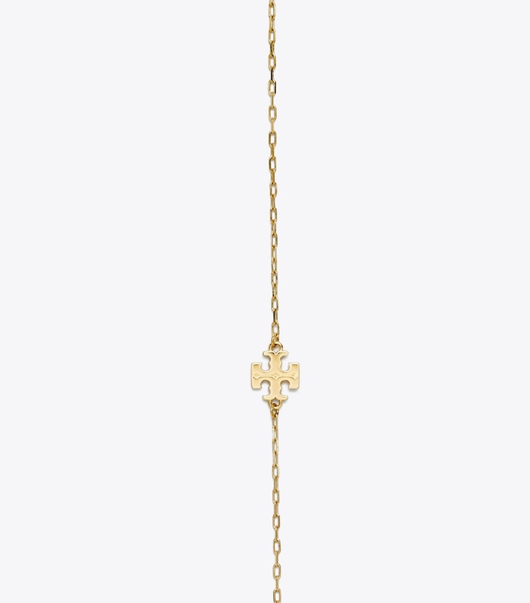 Tory Burch designer necklaces Kira Clover Long Necklace in Tory Gold front