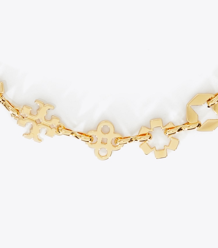 Tory Burch designer bracelets Kira Clover Multi Motif Bracelet in Tory Gold detail