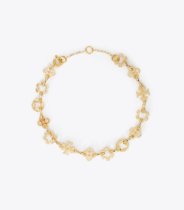 Tory Burch designer bracelets Kira Clover Multi Motif Bracelet in Tory Gold front