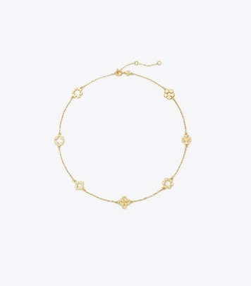Tory Burch designer necklaces Kira Clover Necklace in Tory Gold front