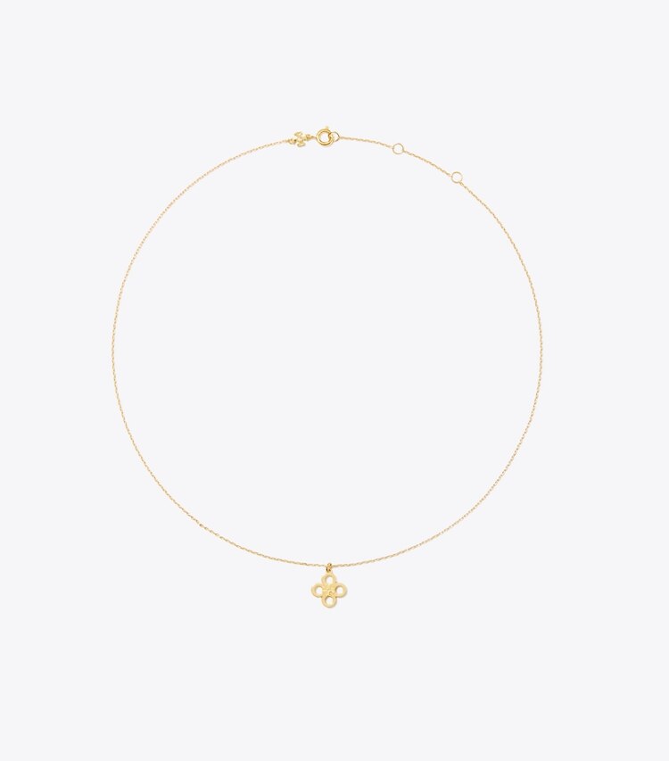 Tory Burch designer necklaces Kira Clover Pendant Necklace in Tory Gold front