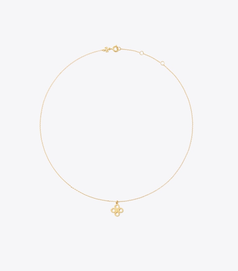 Tory Burch designer necklaces Kira Clover Pendant Necklace in Tory Gold front