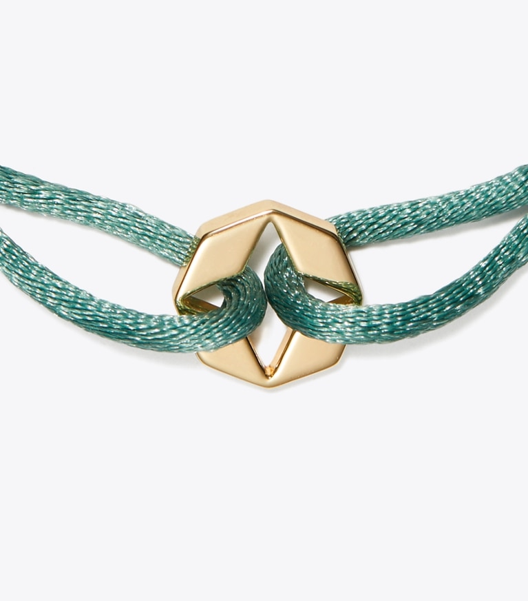 Tory Burch designer bracelets Kira Clover Slider Bracelet in Tory Gold / Blue front