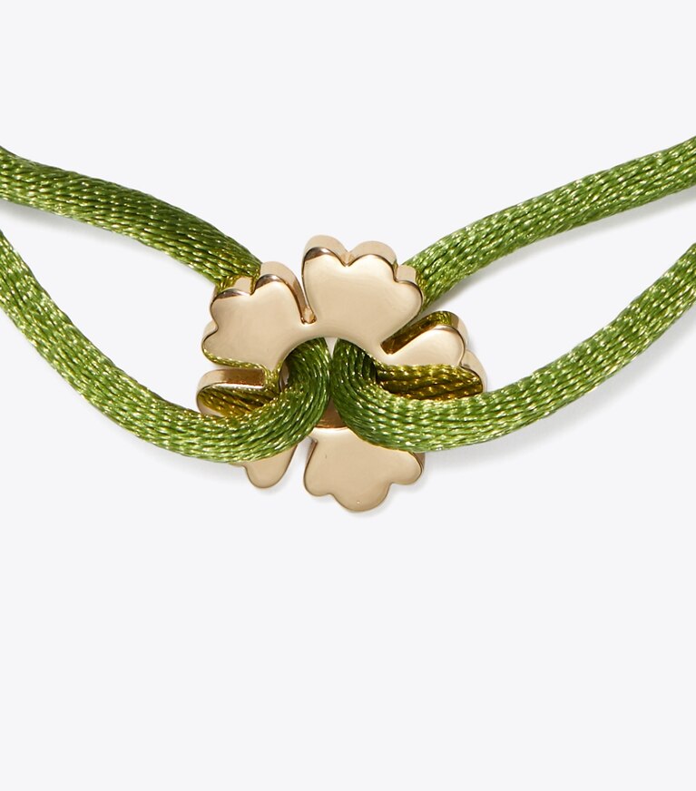 Tory Burch designer armbänder Kira Clover Slider Bracelet in Tory Gold / Green front