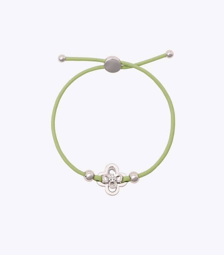 Tory Burch designer bracelets Kira Clover Slider Bracelet in Tory Silver / Mint front