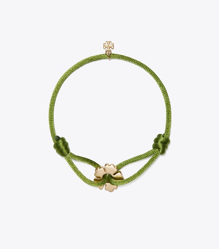 Tory Burch designer armbänder Kira Clover Slider Bracelet in Tory Gold / Green front