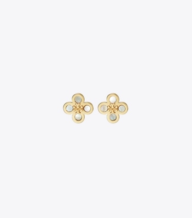 Tory Burch designer イヤリング＆ピアス キラ クローバー スタッズピアス in Tory Gold / Mother of Pearl front