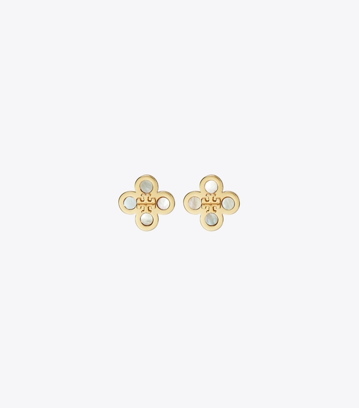Tory Burch designer イヤリング＆ピアス キラ クローバー スタッズピアス in Tory Gold / Mother of Pearl front
