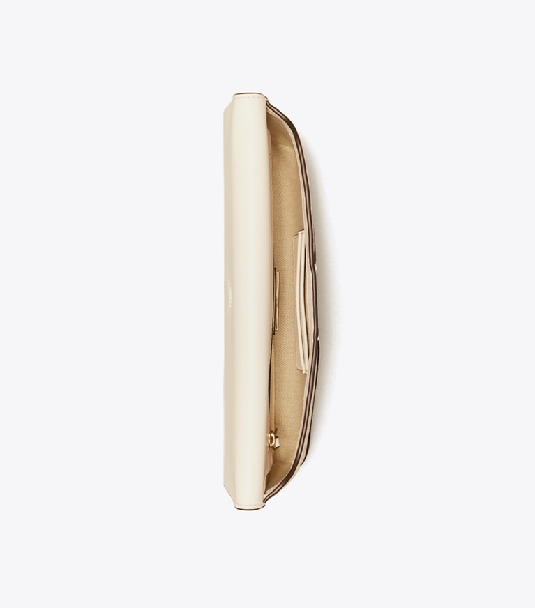 Tory Burch designer clutches Kira Clutch in New Cream angle