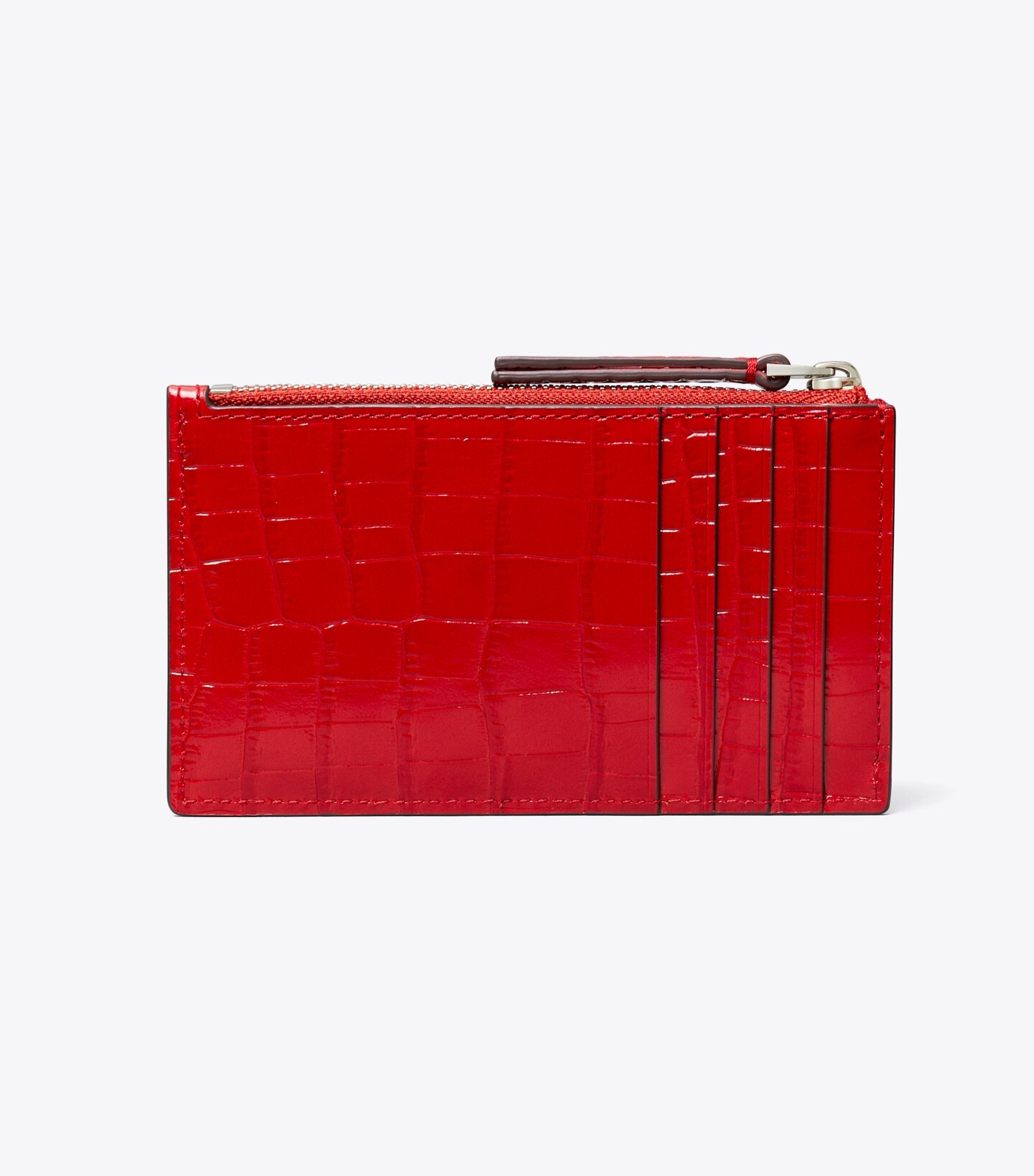 Kira Croc-Embossed Zip Card Case