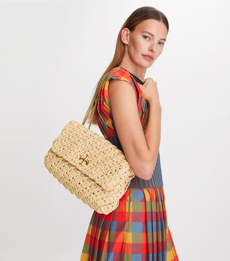 Tory Burch designer shoulder bags Kira Crochet Convertible Shoulder Bag in Natural angle
