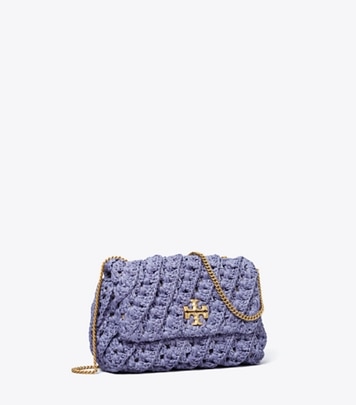 Tory Burch designer crossbody bags Kira Crochet Mini Bag in Dark Lotus angle