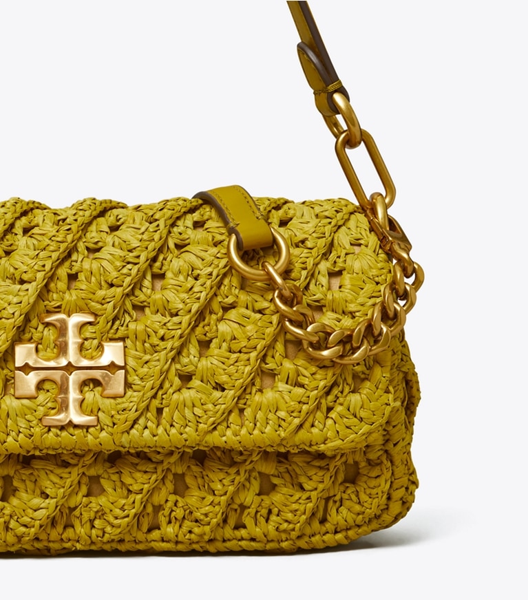 Tory Burch designer shoulder bags Kira Crochet Small Flap Shoulder Bag in ISLAND PALM angle