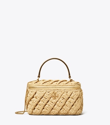Tory Burch designer mini bags Kira Crochet Vanity Case in Natural front