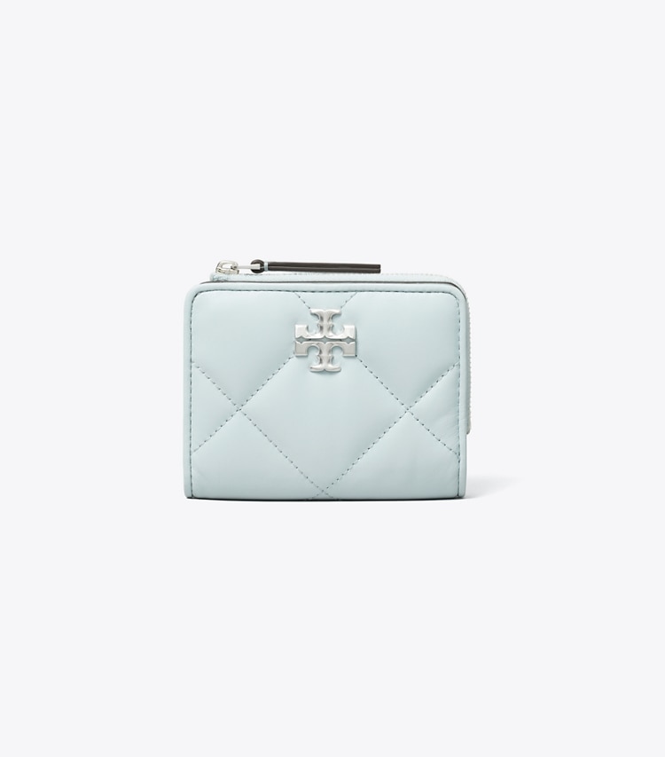 Tory Burch designer wallets Kira Diamond Quilt Bi-Fold Wallet in Ice Blue front