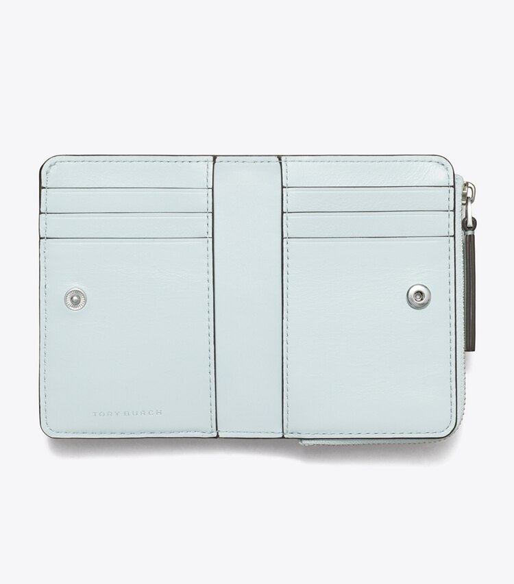 Tory Burch designer wallets Kira Diamond Quilt Bi-Fold Wallet in Ice Blue overhead